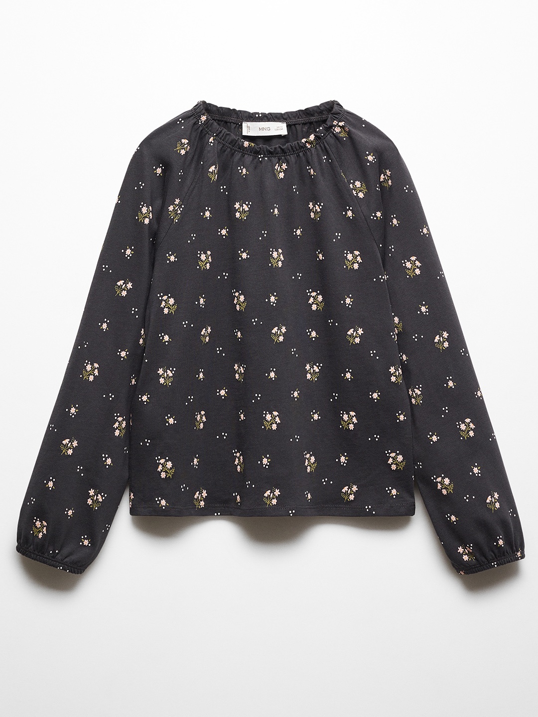

Mango Kids Girls Floral Print Cotton Top, Charcoal