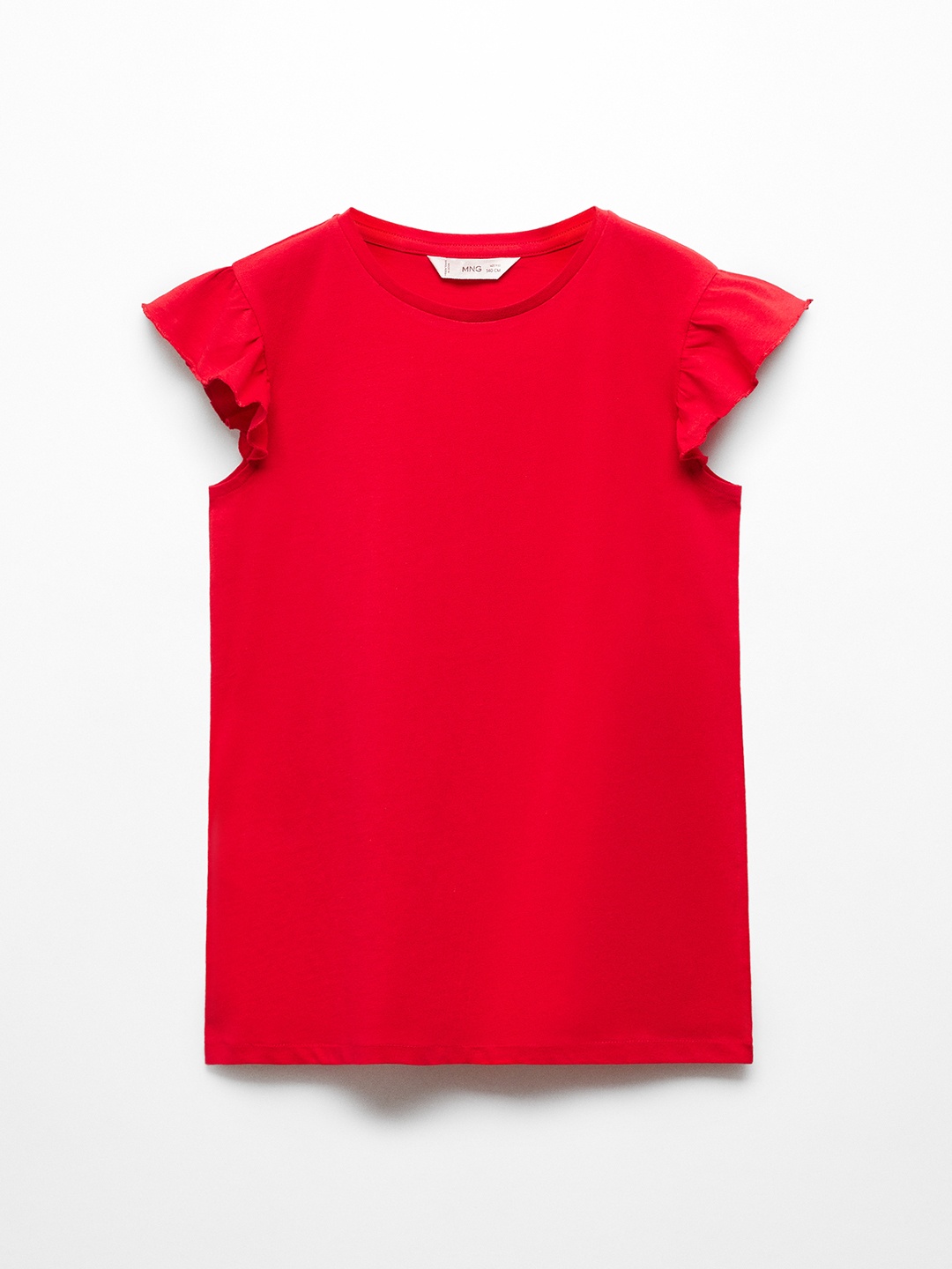 

Mango Kids Ruffled Sleeve Cotton Top, Red