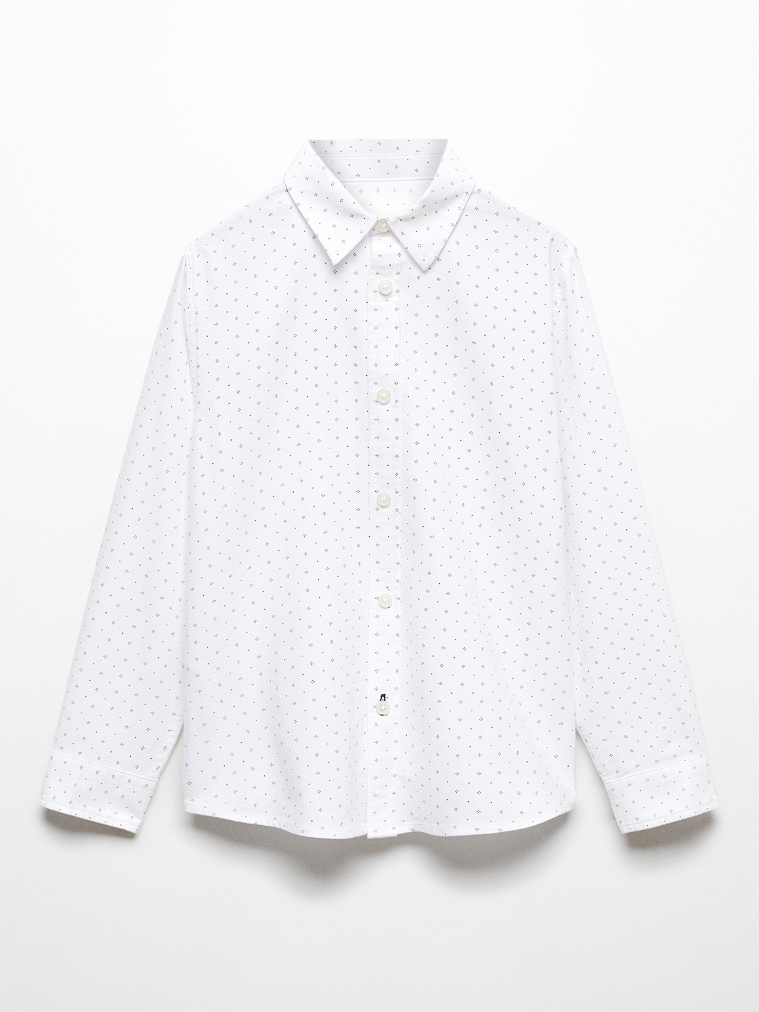 

Mango Kids Boys Ditsy Geometric Printed Casual Pure Cotton Shirt, White