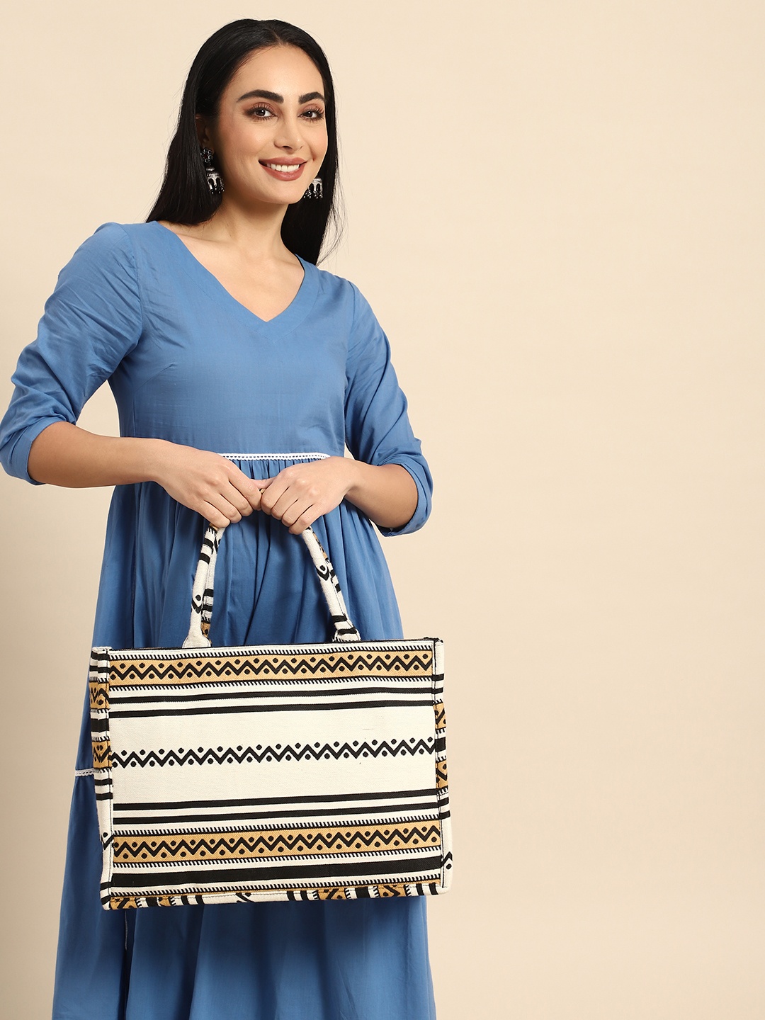 Anouk Geometric Printed Oversized Shopper Tote Bag, Multi