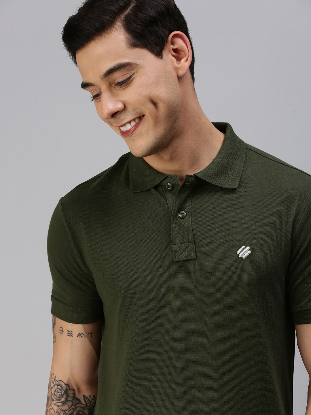 

ONN Polo Collar Antimicrobial Cotton T-shirt, Olive