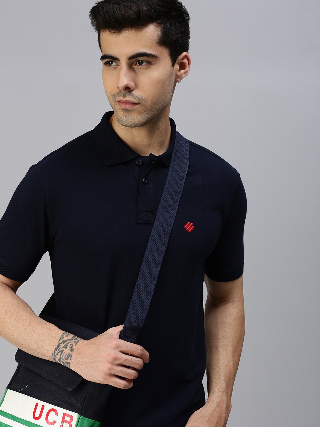 

ONN Polo Collar Antimicrobial Cotton T-shirt, Navy blue