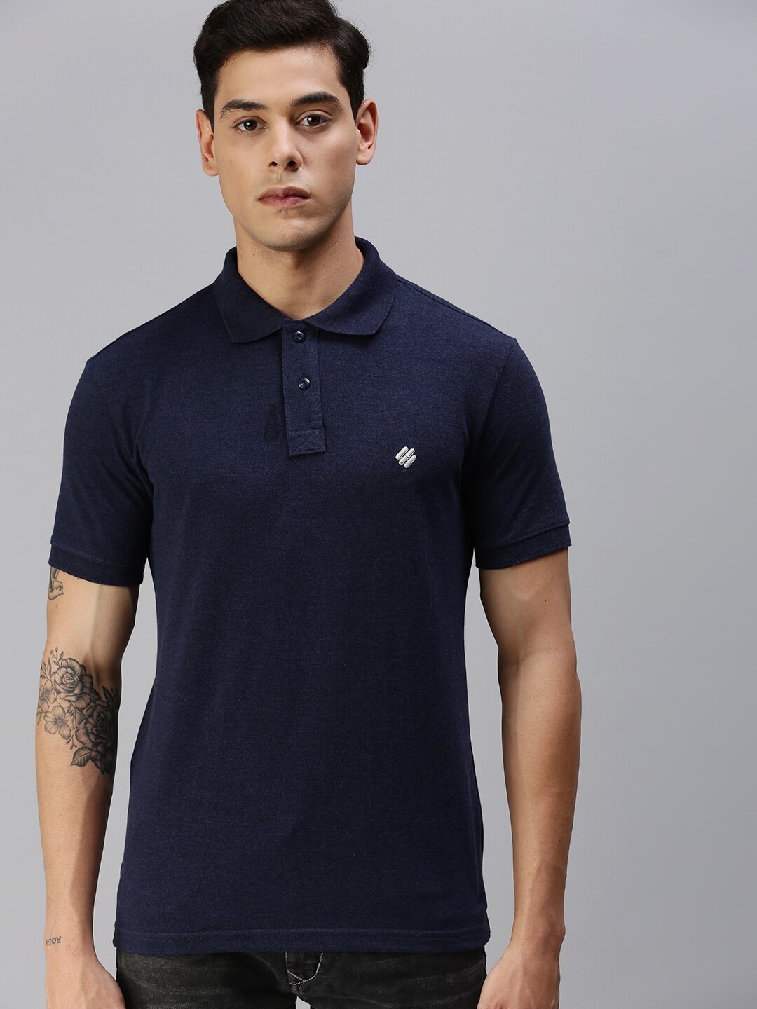 

ONN Polo Collar Antimicrobial Cotton T-shirt, Navy blue