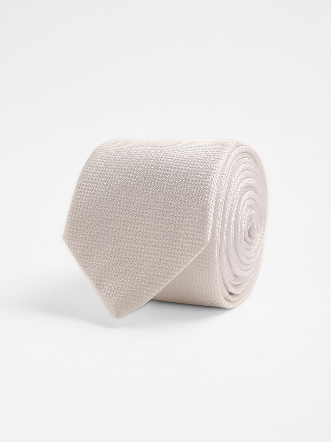 

THE BEAR HOUSE Men Woven Design Broad Tie, White