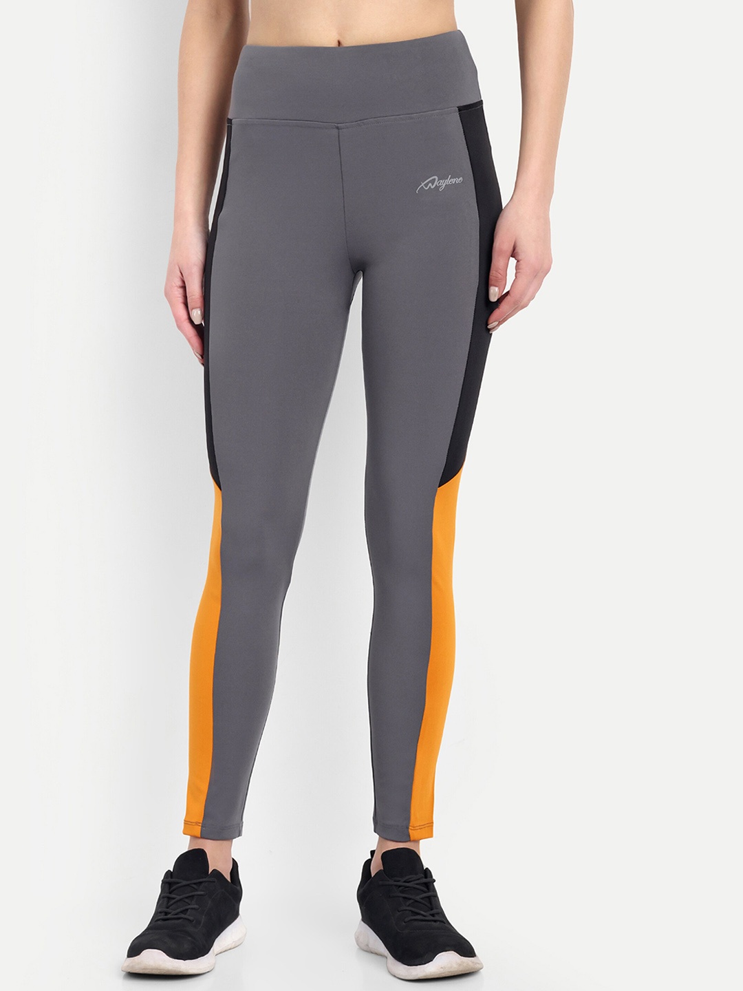 

WAYLENE Dry-Fit Colourblocked Ankle-Length Sports Tights, Grey
