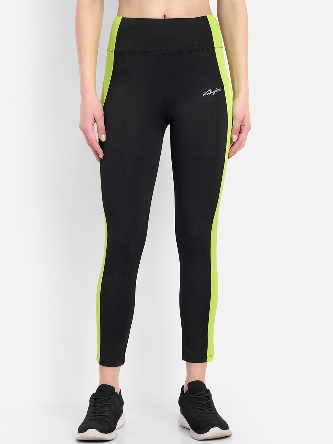 

WAYLENE Women Colorblocked Slim Fit Gym Wear Sports Tights, Black