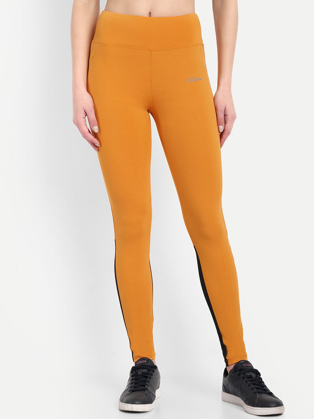 

WAYLENE Women Colourblocked Dry-Fit Slim Fit Sports Tight, Mustard