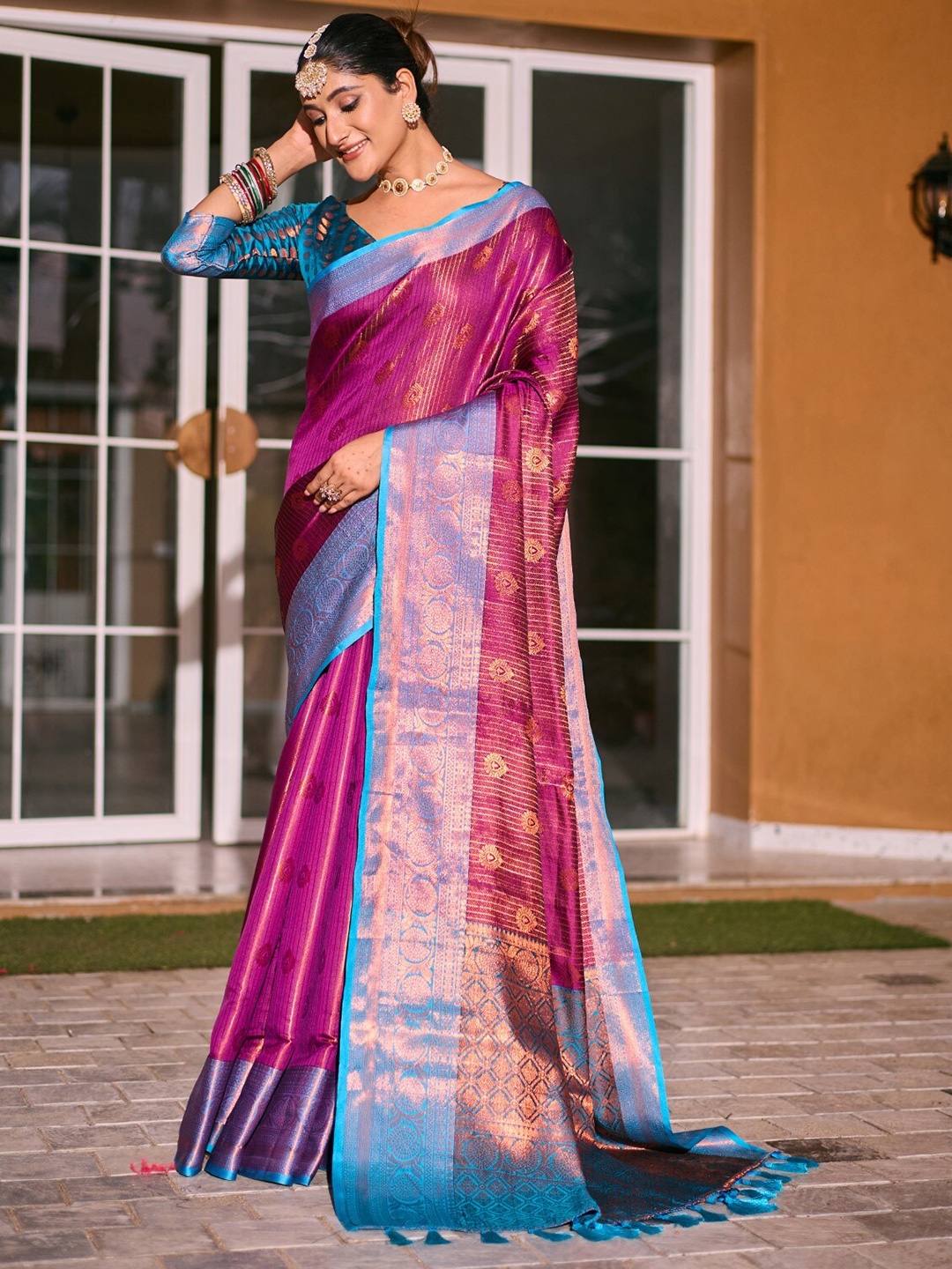 

LeeliPeeri Designer Ethnic Motifs Zari Kanjeevaram Saree, Purple