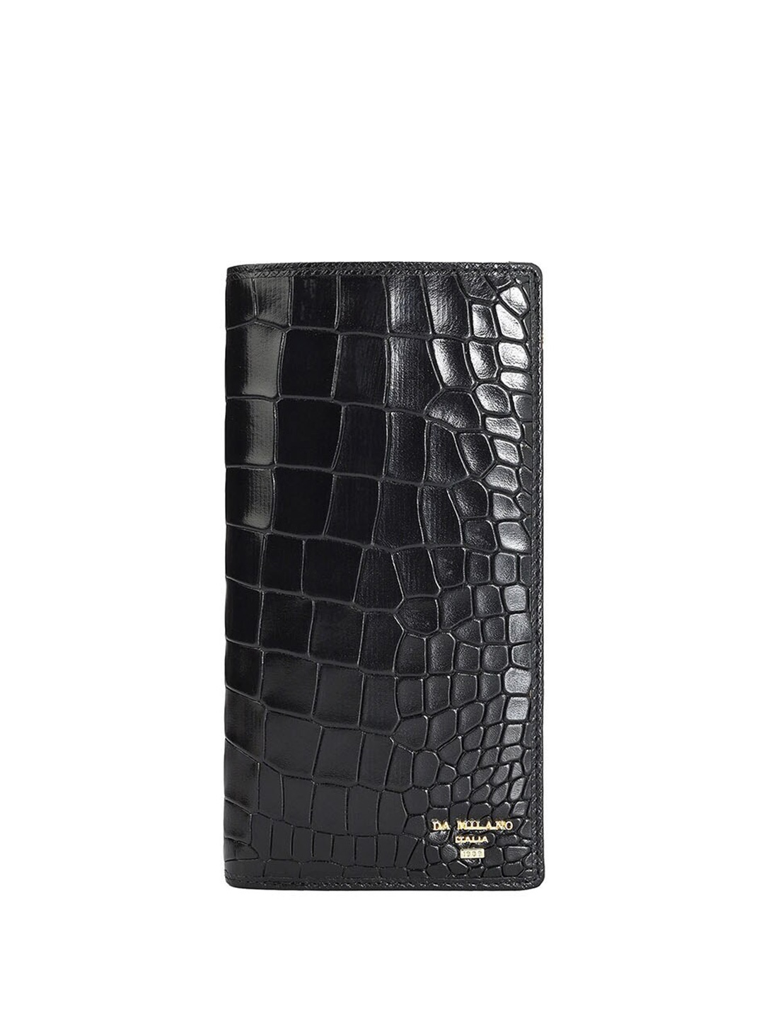 

Da Milano Women Textured Leather Two Fold Wallet, Black