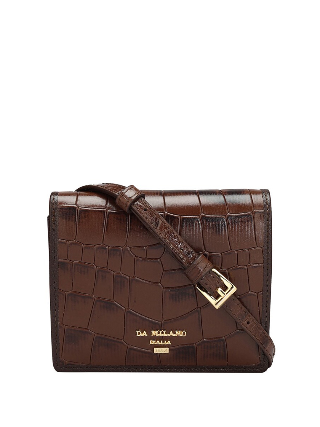 

Da Milano Women Geometric Textured Leather Envelope, Brown