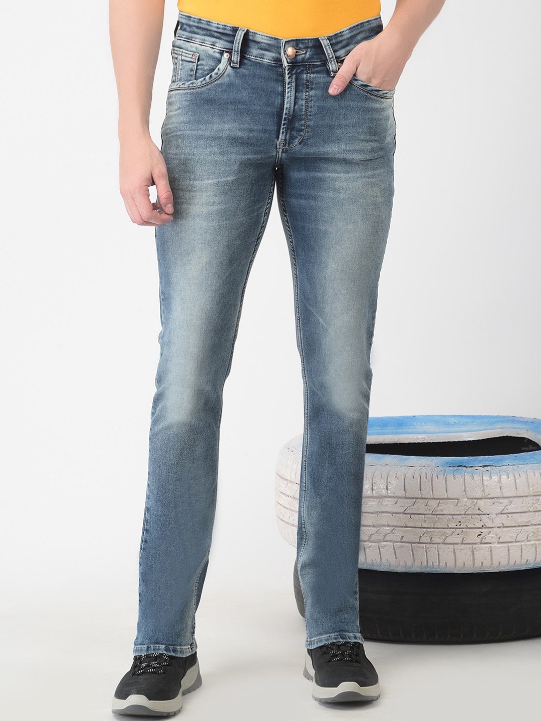 

Numero Uno Men Solid Slim Fit Sustainable Stretchable Jeans, Blue