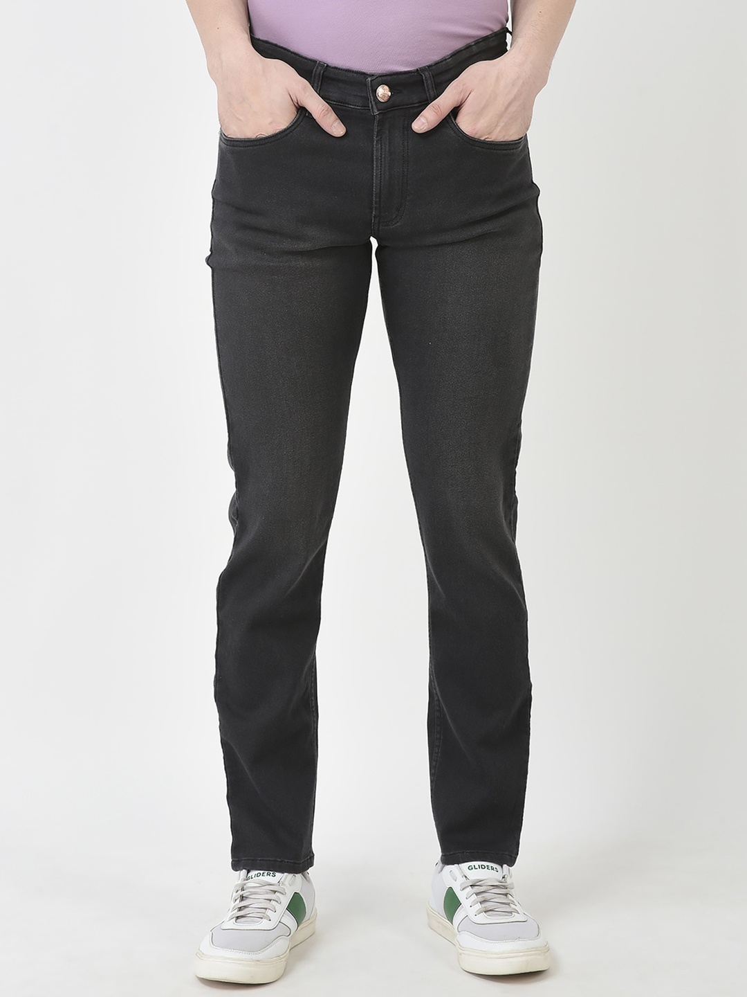 

Numero Uno Men Solid Tapered Fit Sustainable Stretchable Jeans, Black