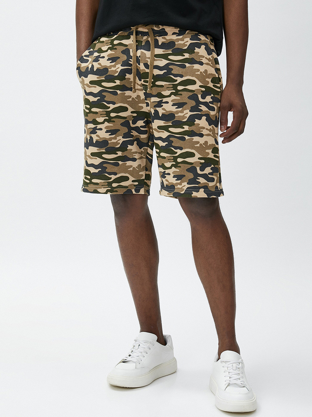 

Koton Men Camouflage Printed Mid-Rise Regular Shorts, Green