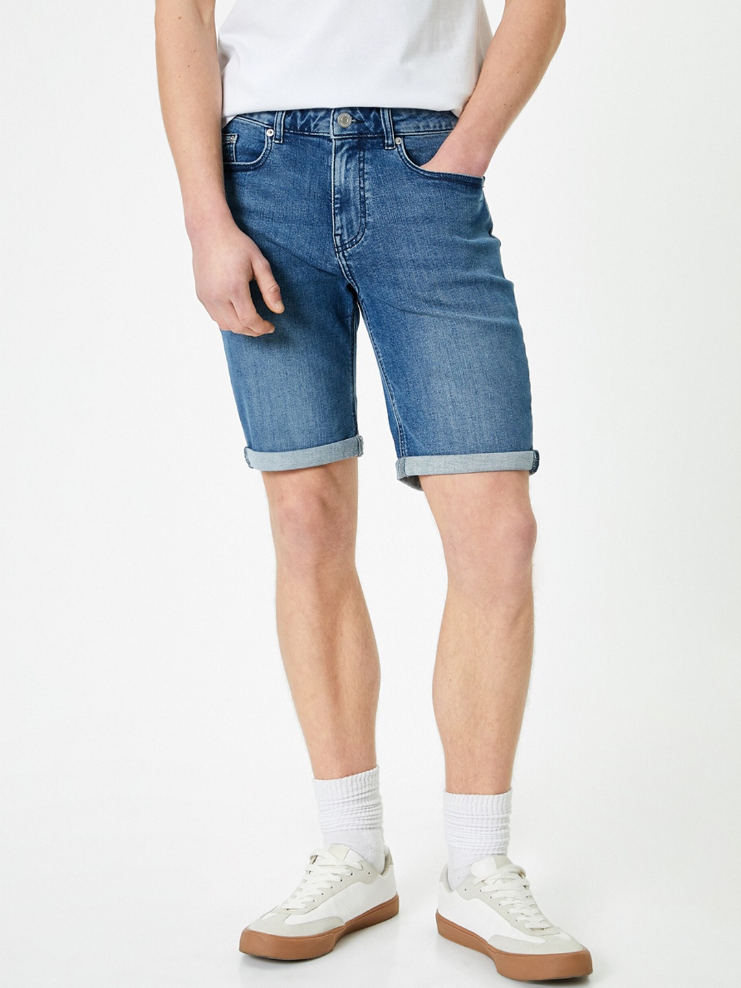 

Koton Men Mid-Rise Denim Shorts, Blue