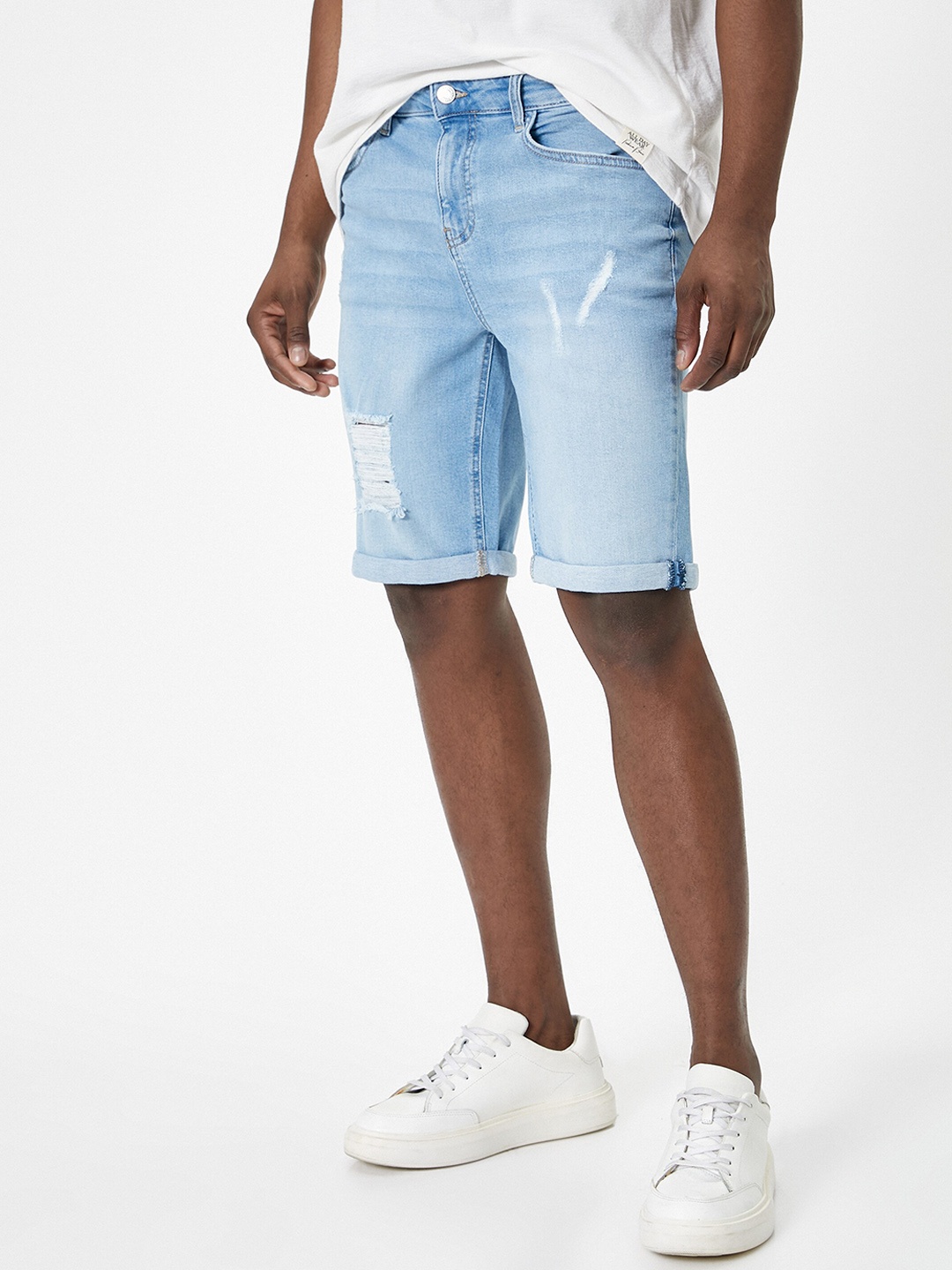 

Koton Men Slim Fit Washed Denim Shorts, Blue