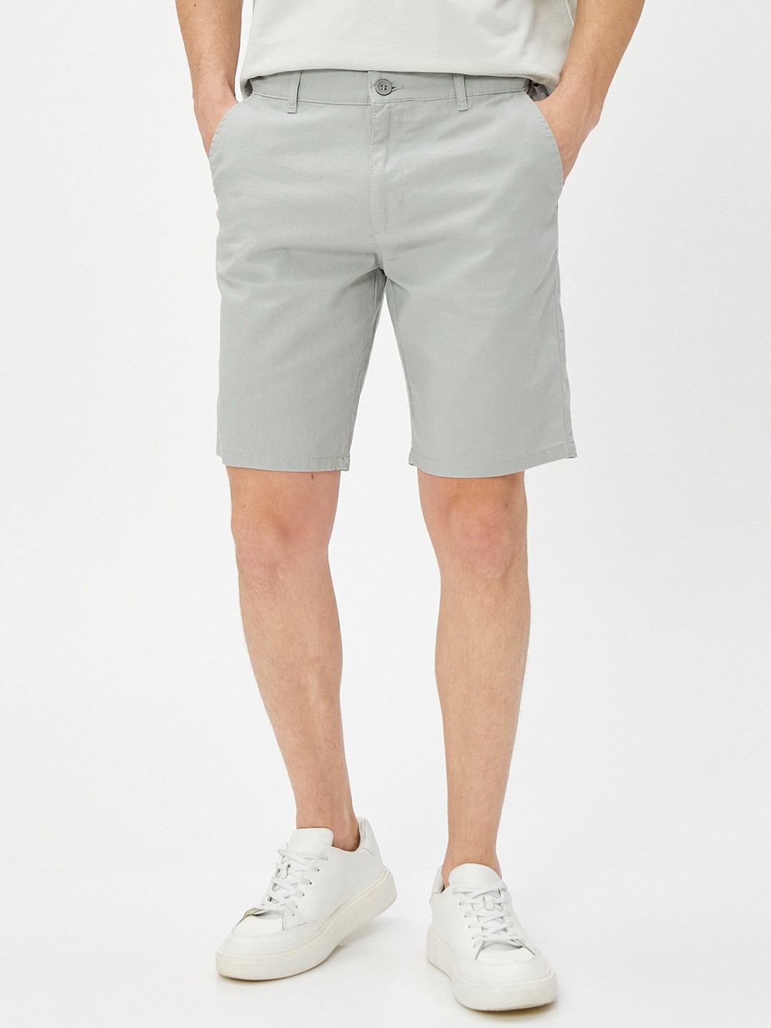 

Koton Men Mid-Rise Linen Cotton Regular Shorts, Grey