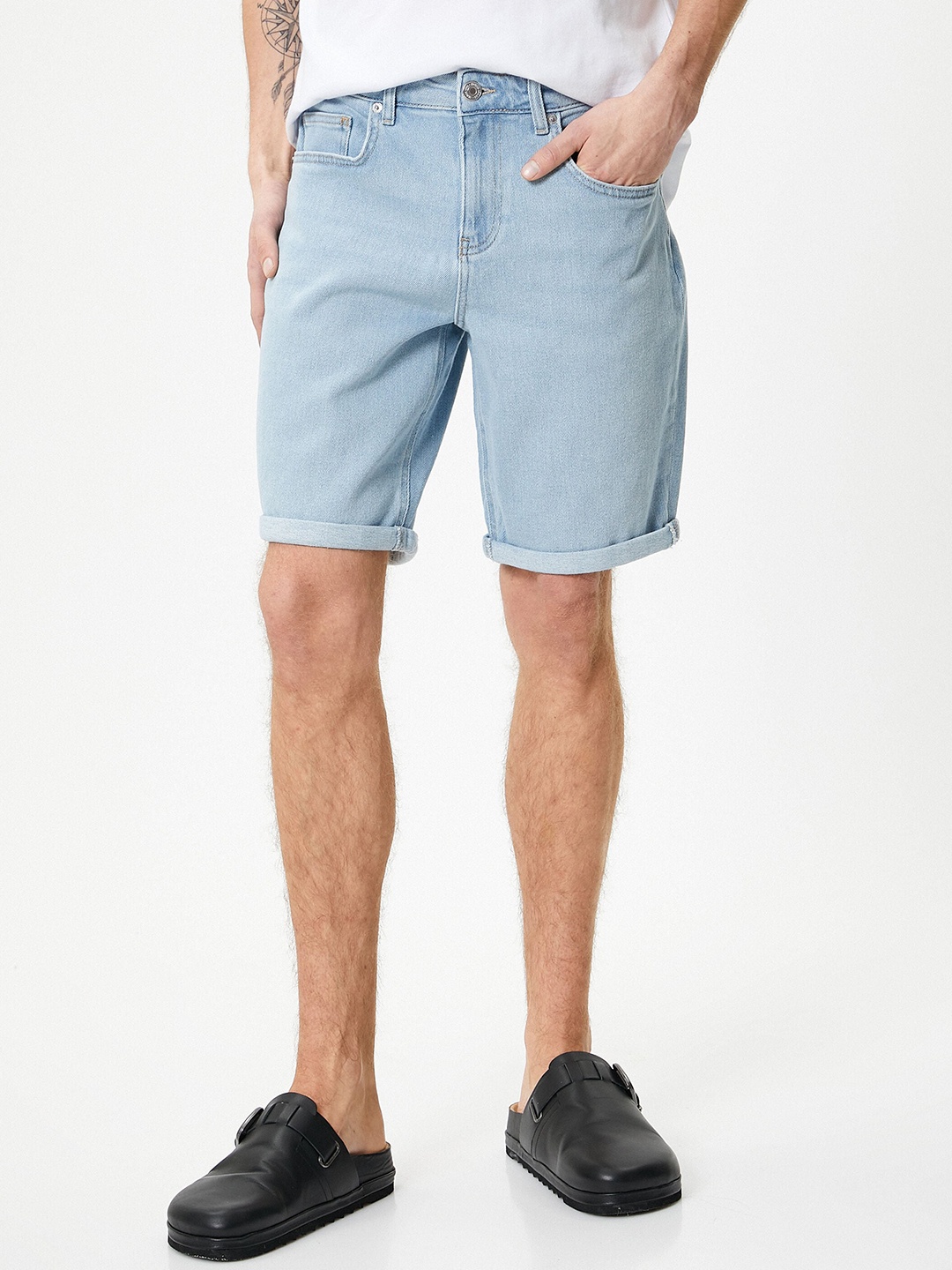 Koton Men Slim Fit Denim Shorts, Blue