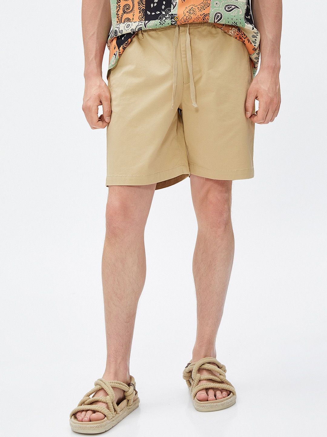 

Koton Men Mid-Rise Chino Shorts, Beige