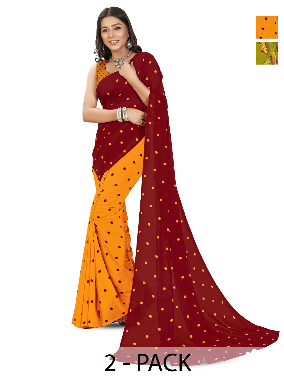 

ANAND SAREES Floral Poly Georgette Saree, Green