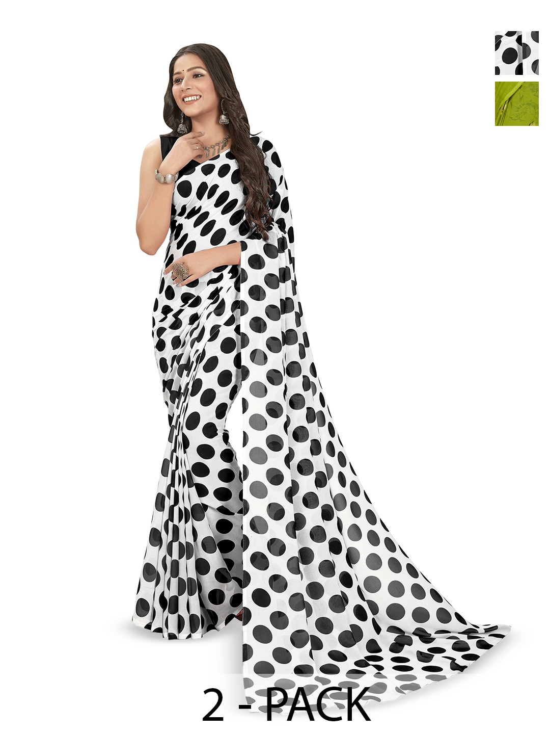 

ANAND SAREES Floral Poly Georgette Saree, White