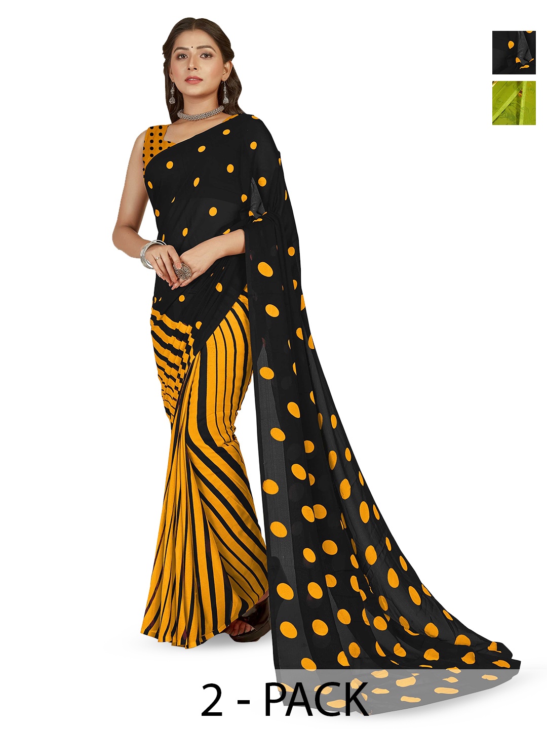 

ANAND SAREES Floral Poly Georgette Saree, Green