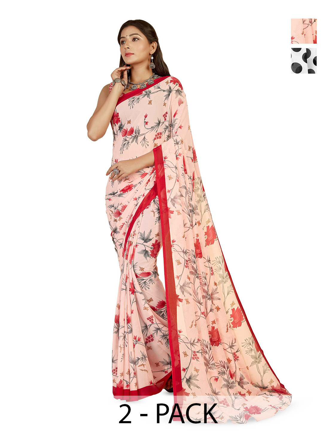 

ANAND SAREES Floral Poly Georgette Saree, Pink