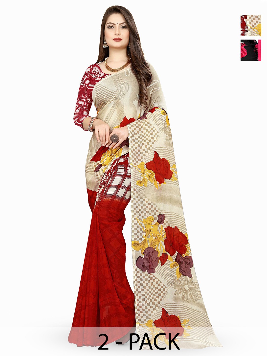 

ANAND SAREES Floral Printed Saree, Pink
