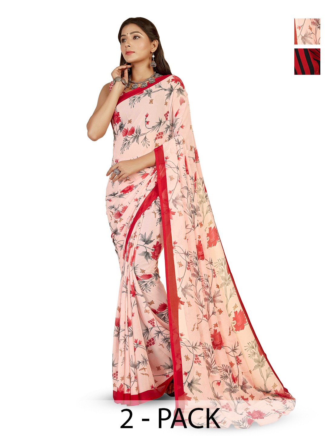 

ANAND SAREES Polka Dot Printed Saree, Red