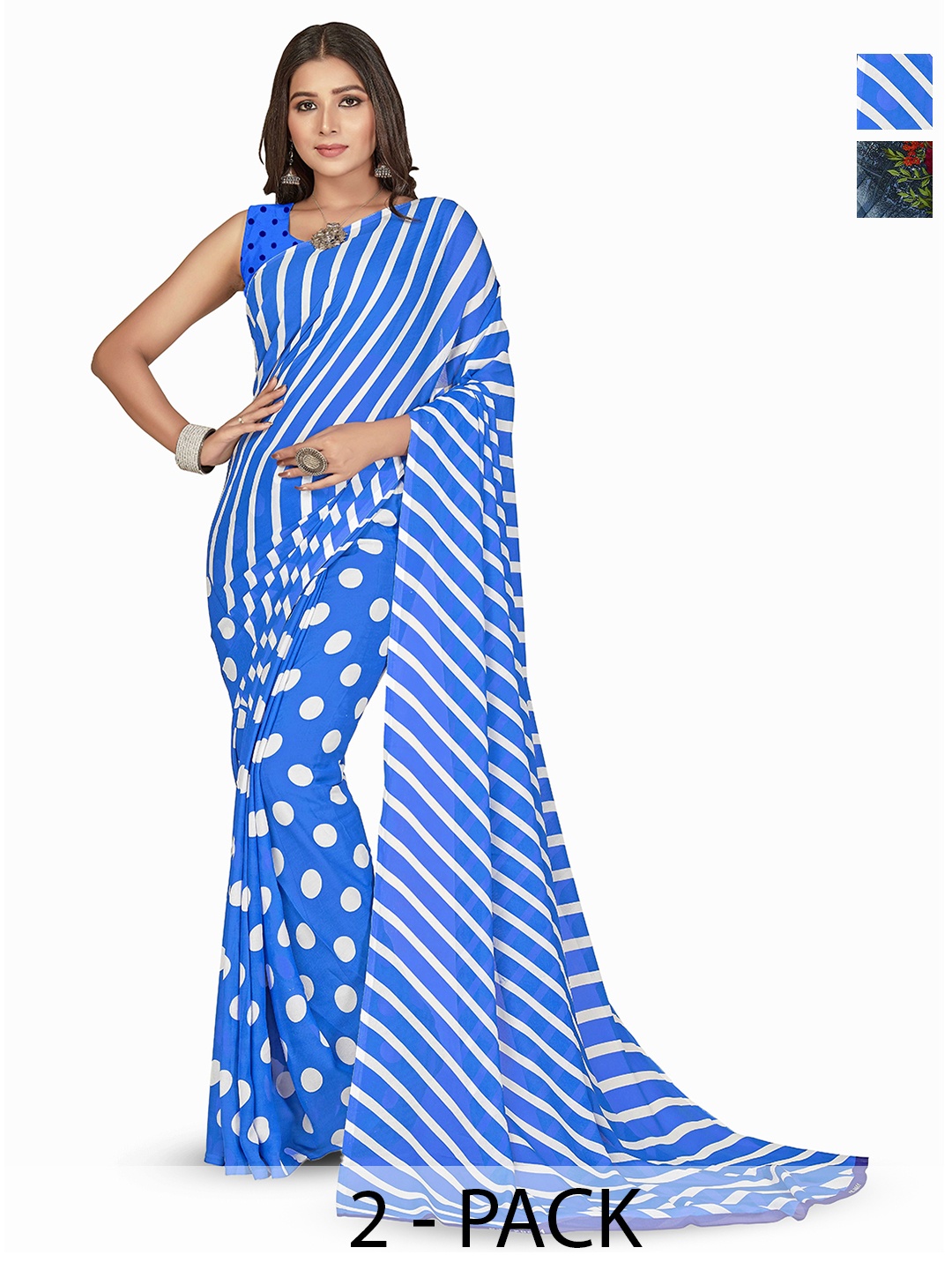 

ANAND SAREES Leheriyae Printed Saree, Blue