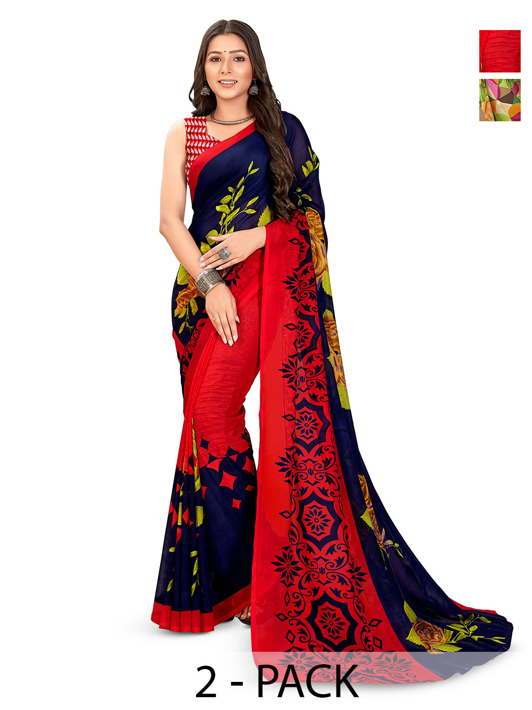 

ANAND SAREES Floral printed Saree, Black