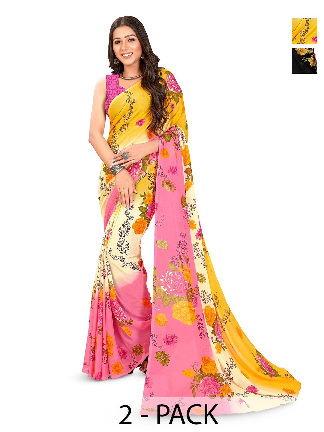 

ANAND SAREES Floral printed Saree, Black