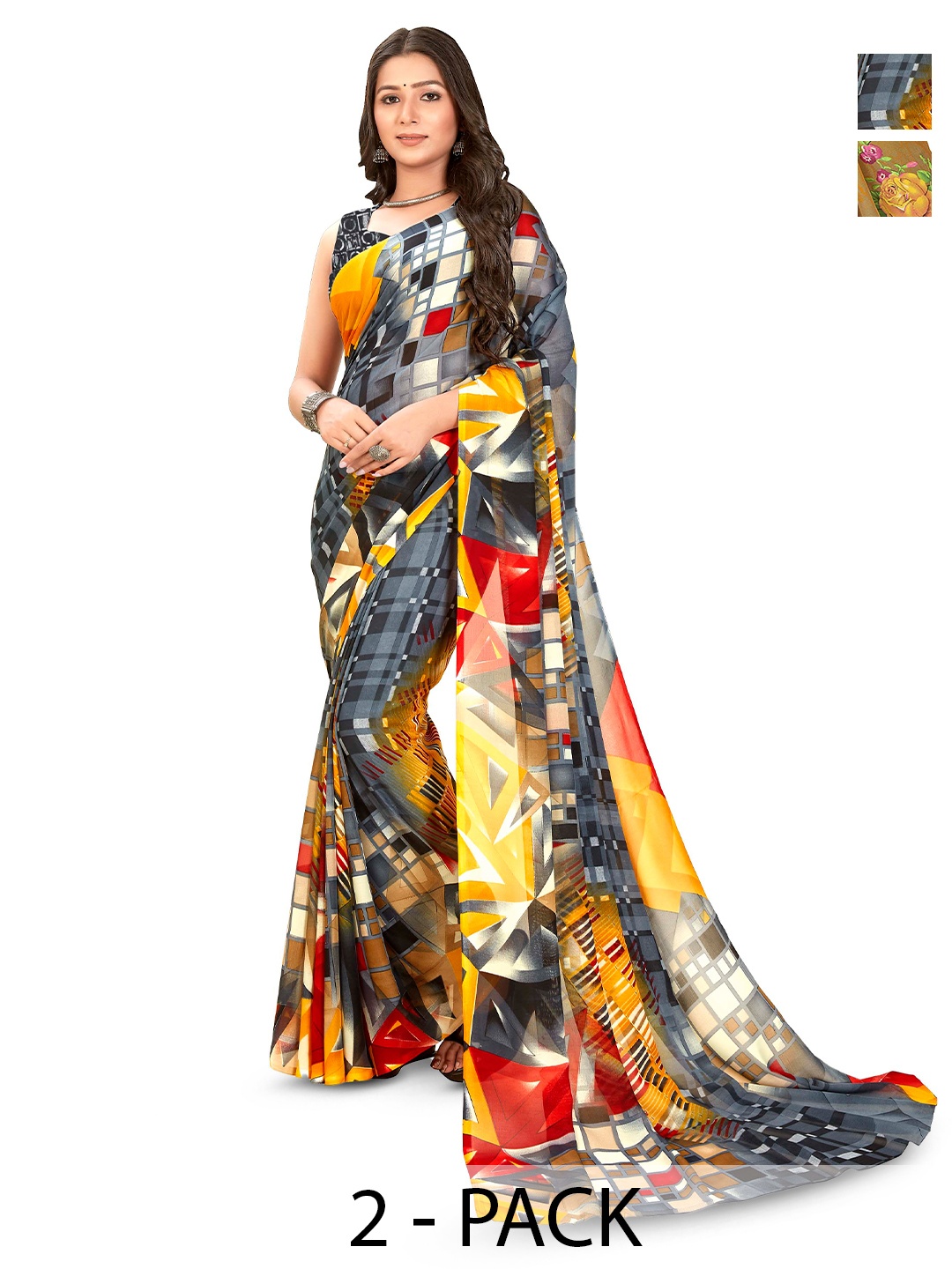 

ANAND SAREES Floral printede Saree, Yellow