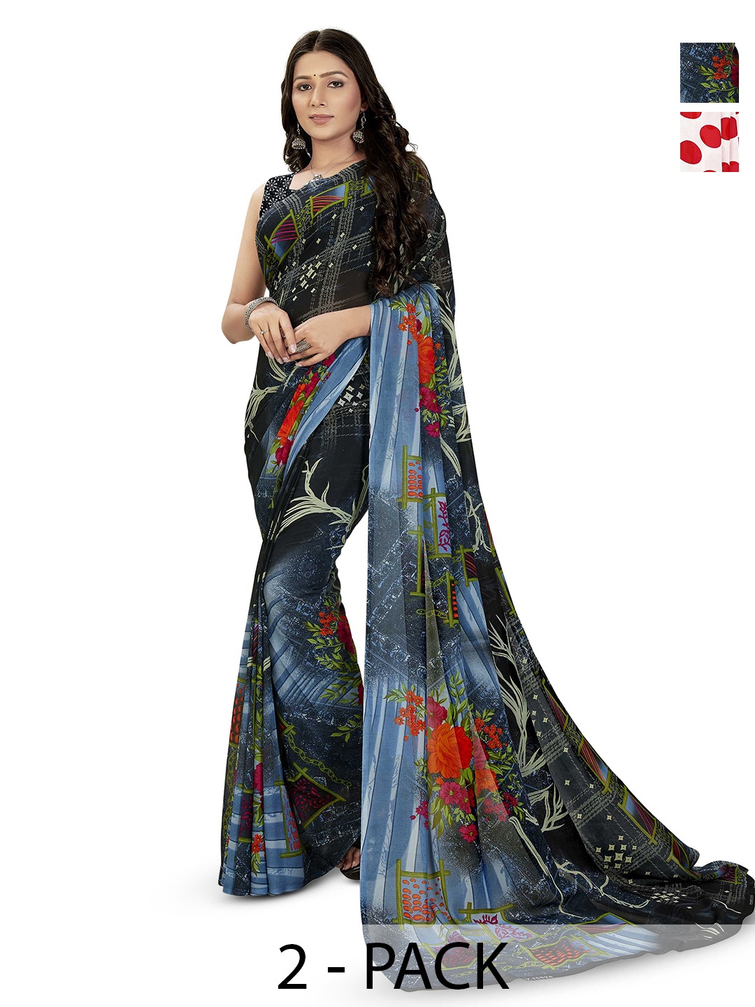 

ANAND SAREES Floral printed Saree, Red