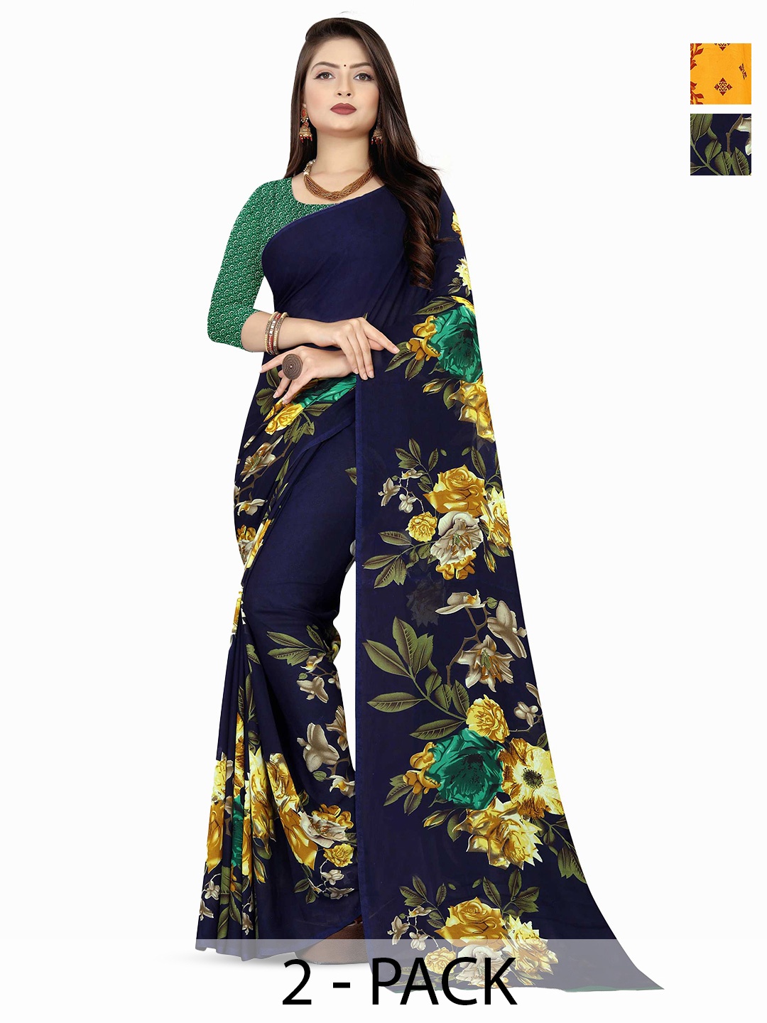 

ANAND SAREES Floral Printed Saree, Blue