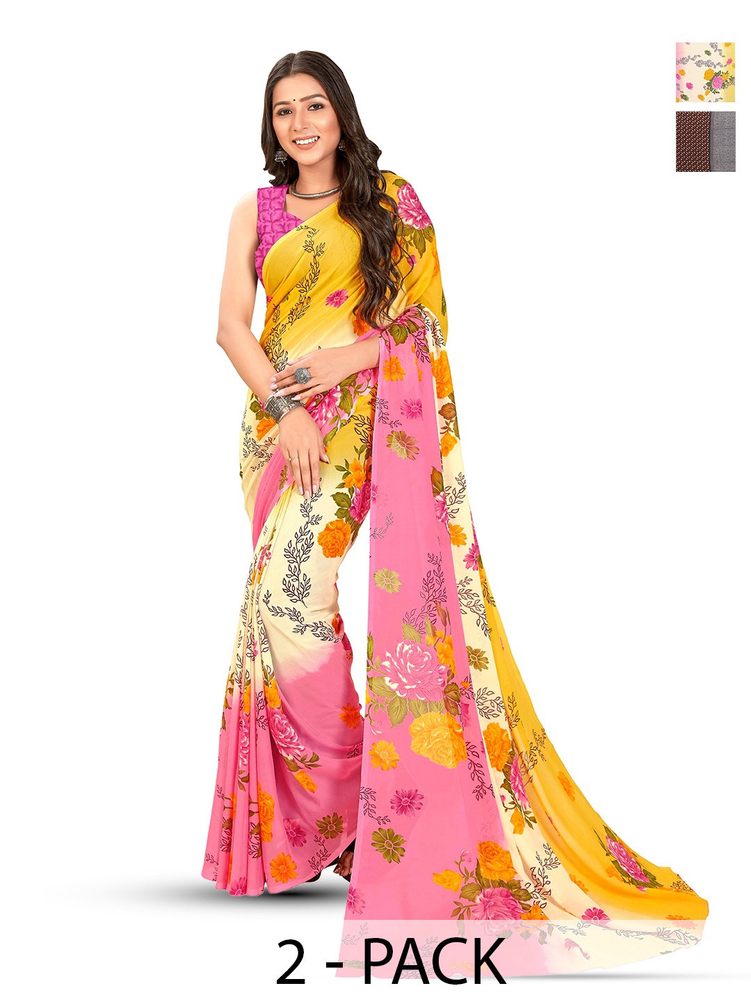 

ANAND SAREES Floral printed Saree, Black