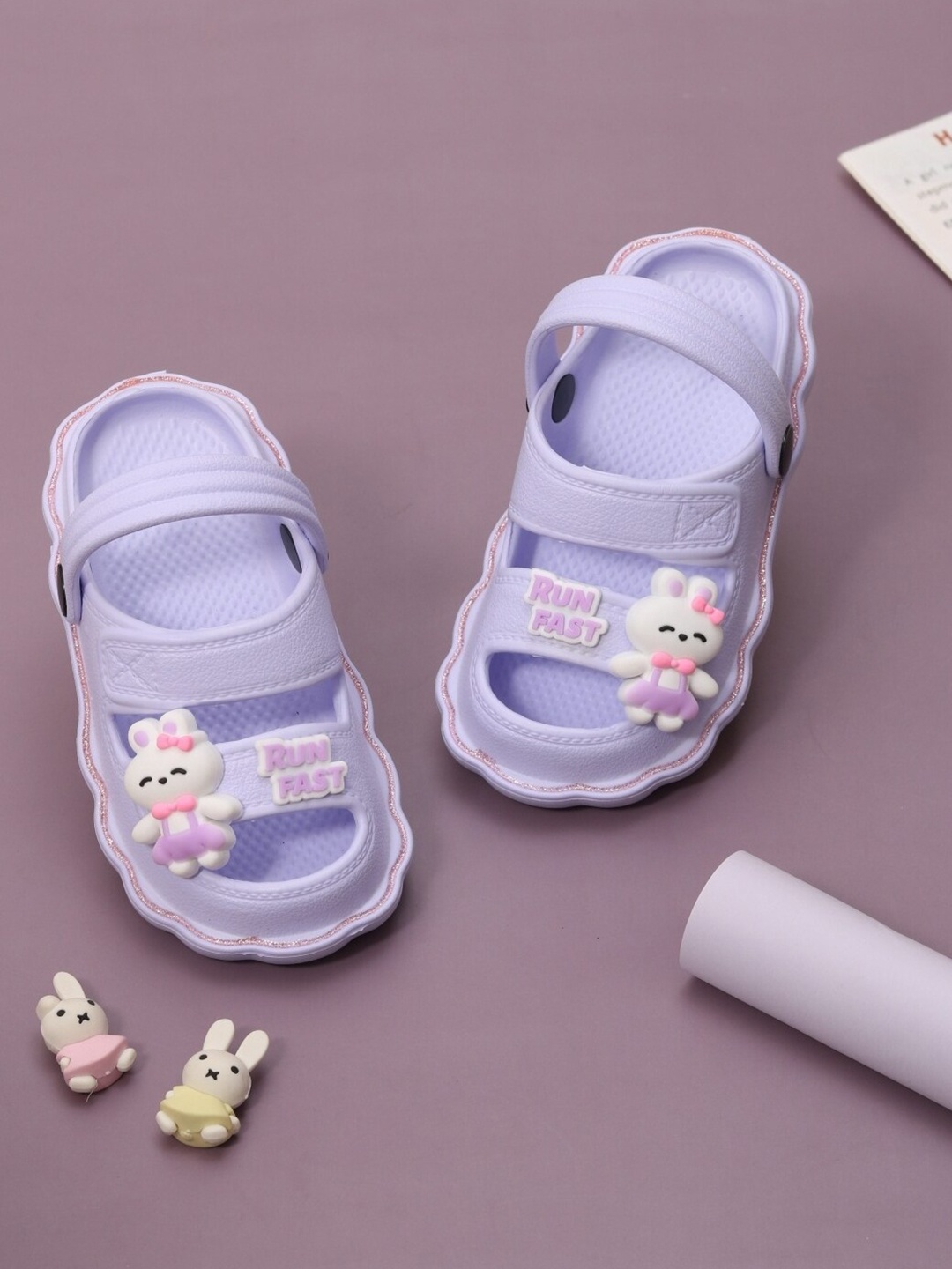 

Yellow Bee Girls Self Design Clogs, Purple