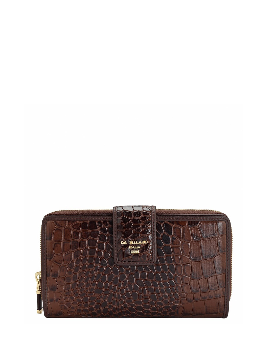 

Da Milano Women Leather Zip Around Wallet, Brown