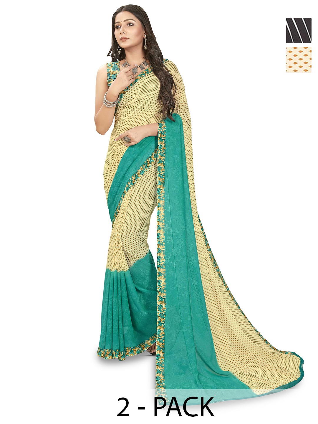 

ANAND SAREES Poly Georgette Saree, White