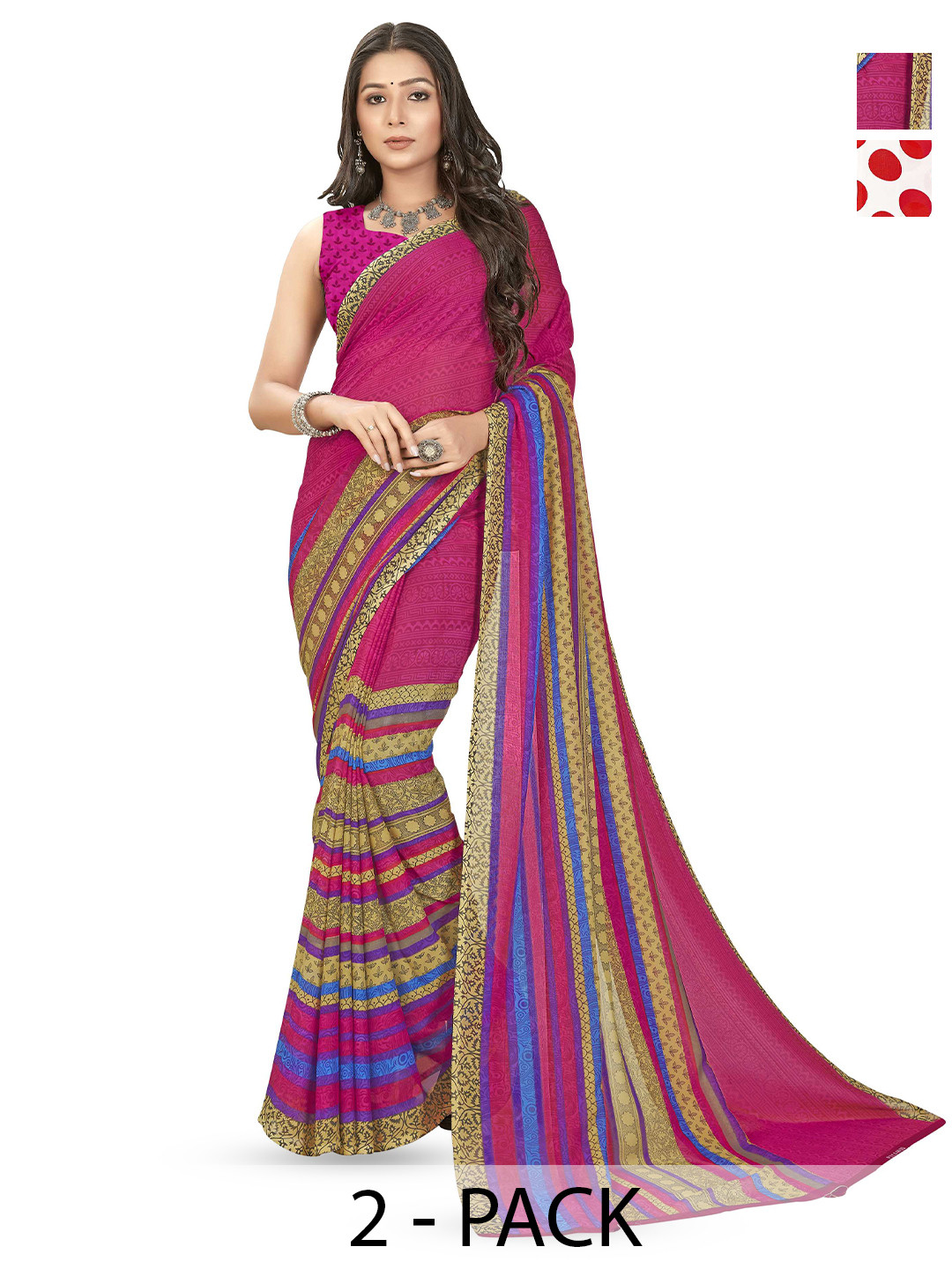 

ANAND SAREES Poly Georgette Saree, White