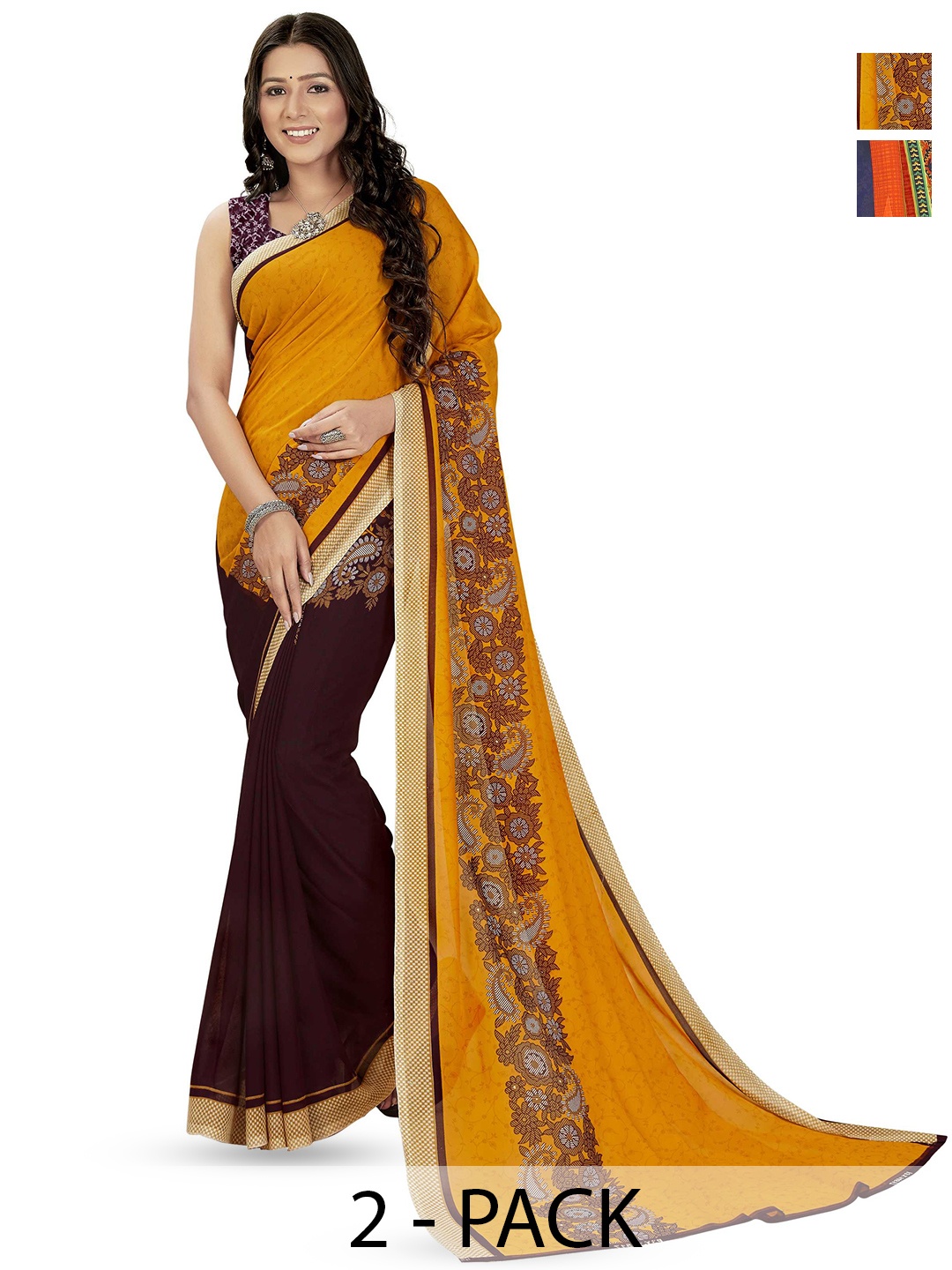 

ANAND SAREES Floral Printed Saree, Yellow