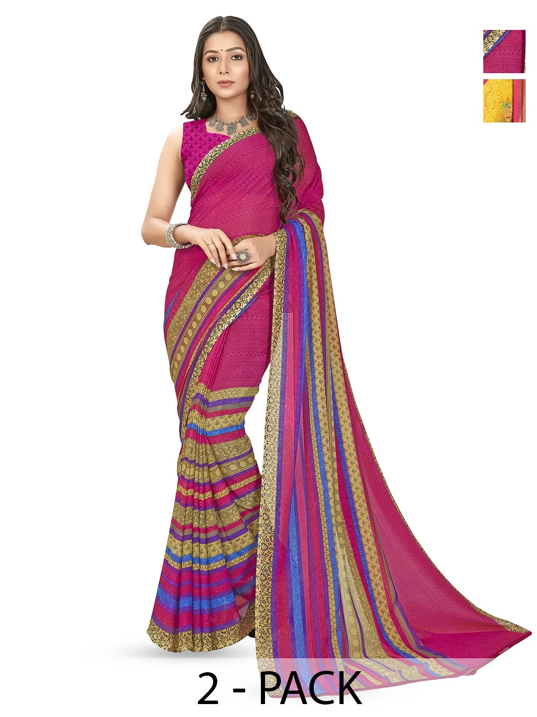 

ANAND SAREES Ethnic Motifs Floral Printed Saree, Yellow