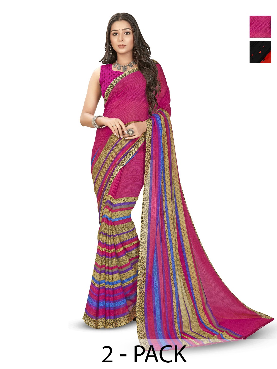 

ANAND SAREES Polka Dot Printed Saree, Black