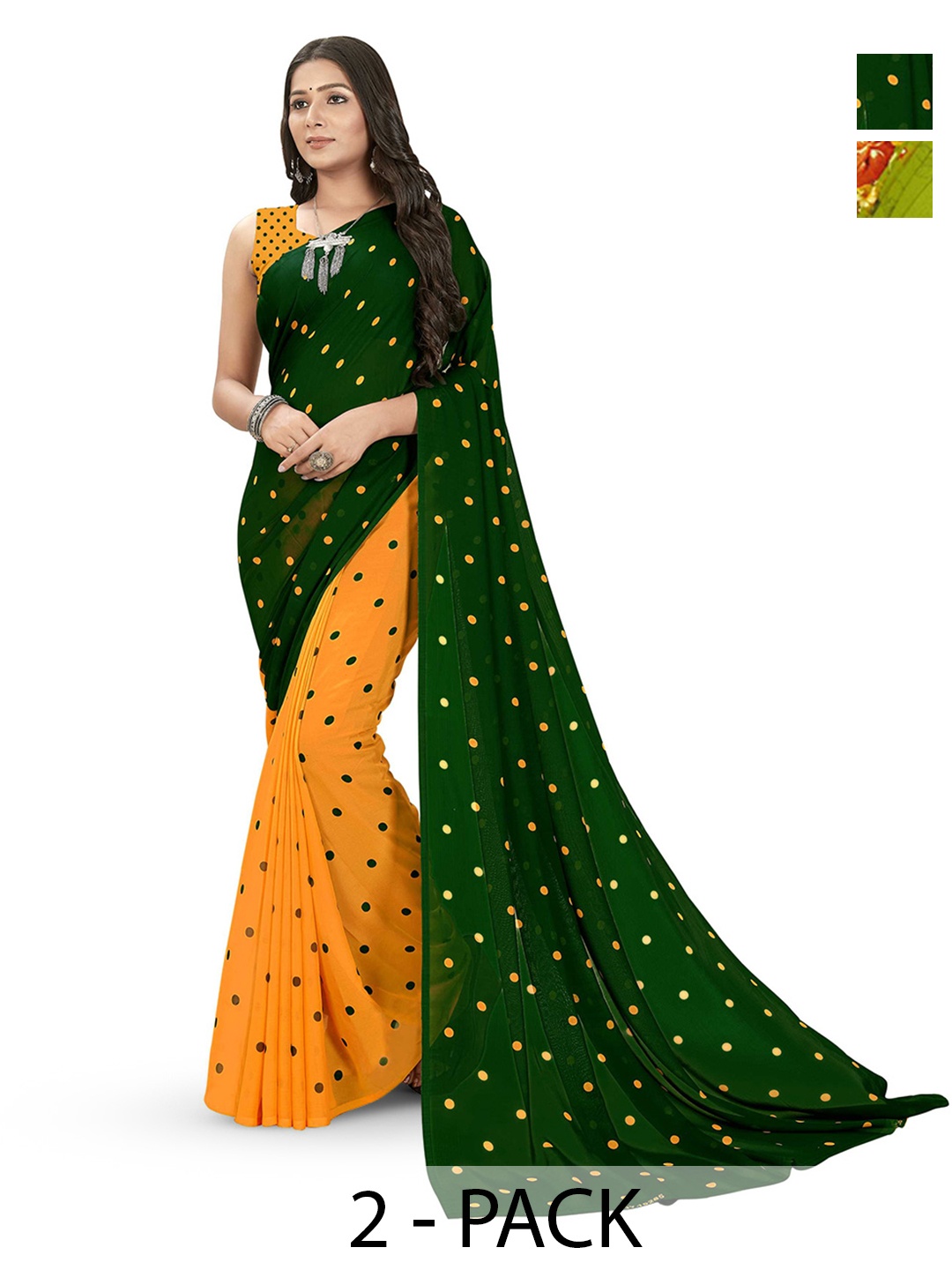 

ANAND SAREES Floral Poly Georgette Saree, Yellow