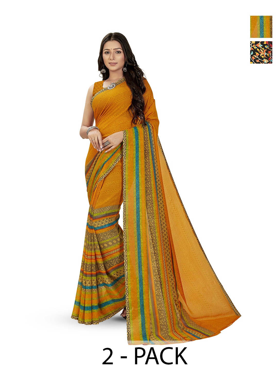 

ANAND SAREES Ethnic Printed Motifs Saree, Yellow
