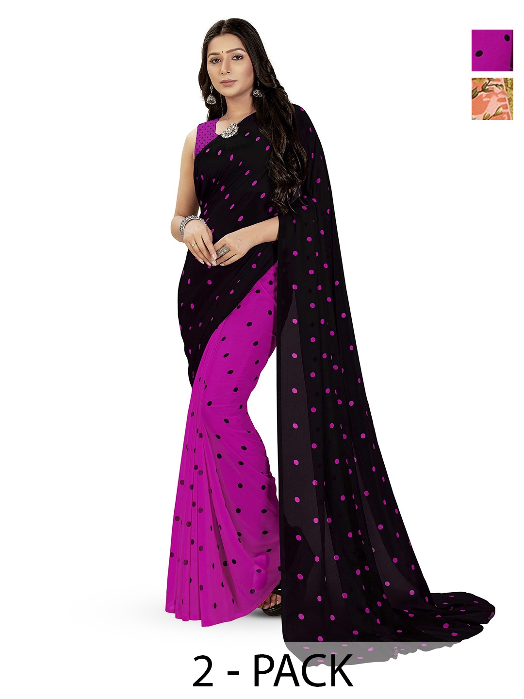 

ANAND SAREES Printed Polka Dot Saree, Peach