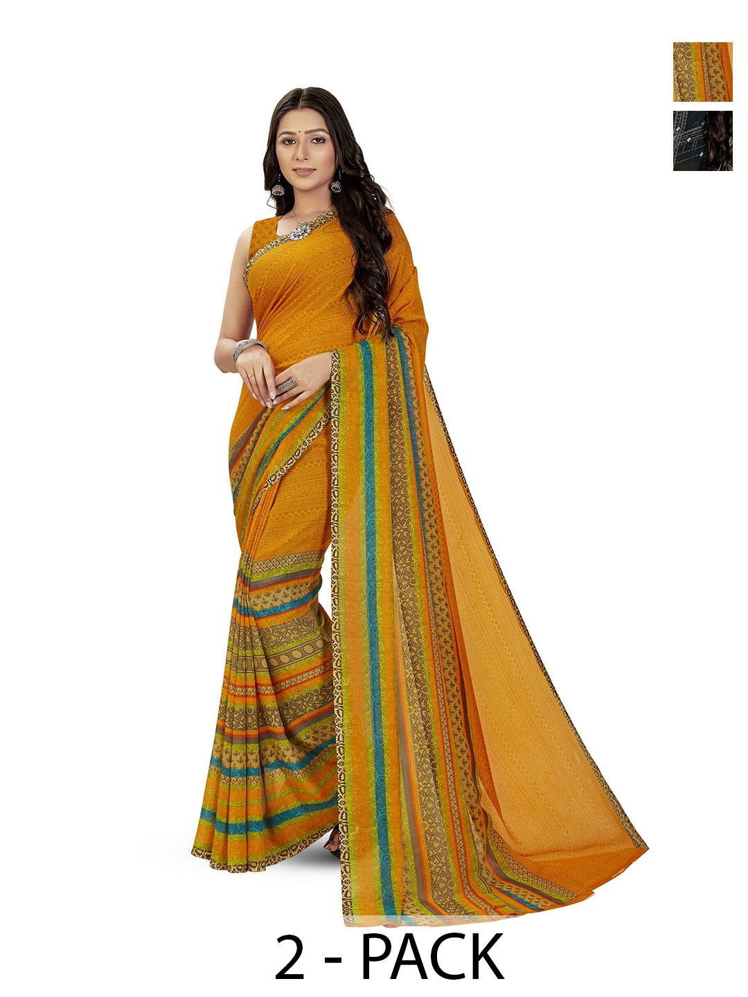 

ANAND SAREES Printed Ethnic Motifs Saree, Yellow