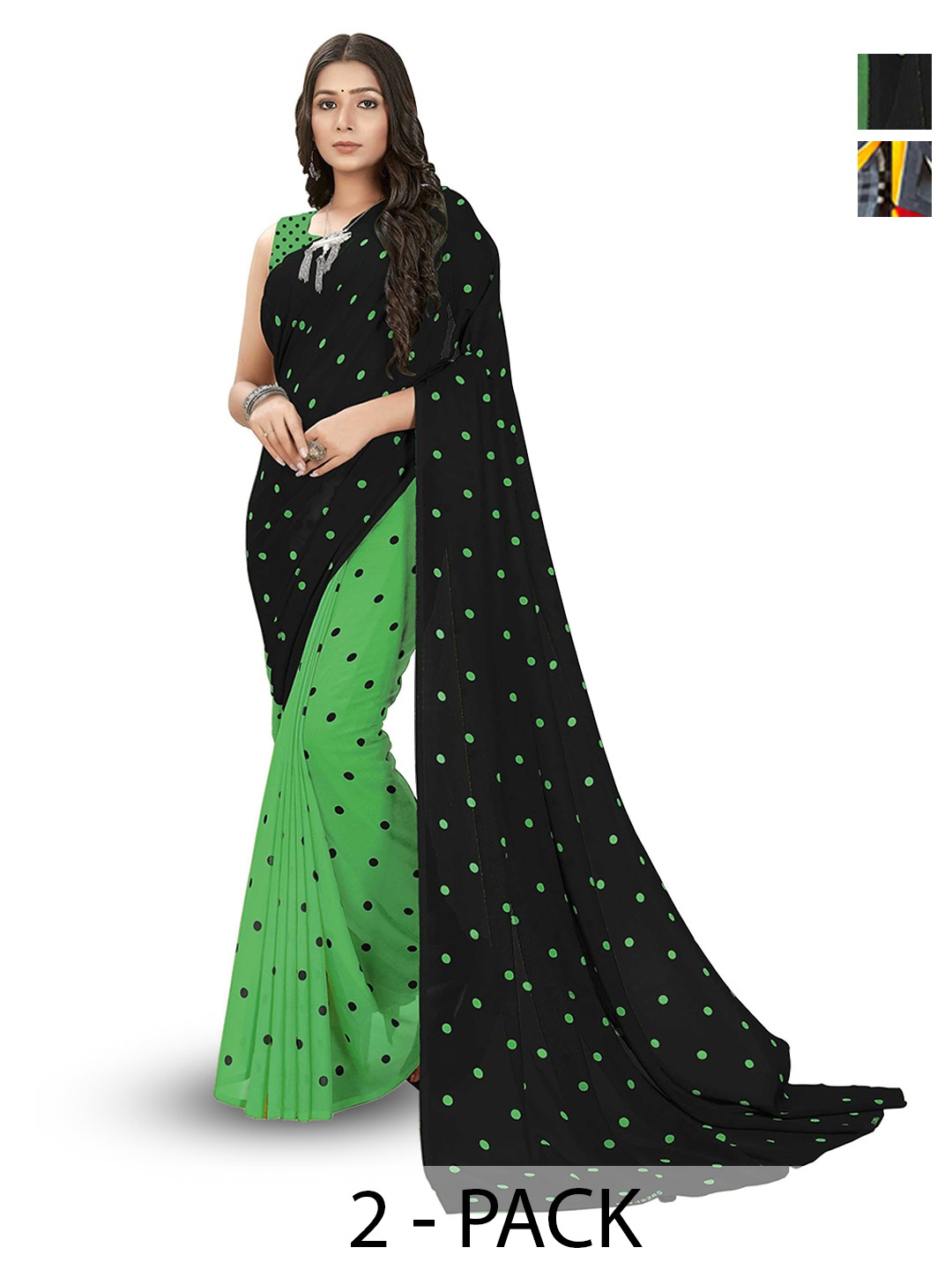 

ANAND SAREES Printed Floral Poly Georgette Saree, Green