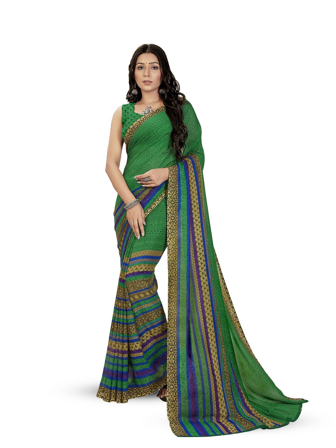 

ANAND SAREES Selection Of 2 Ethnic Motifs Printed Sarees, Blue