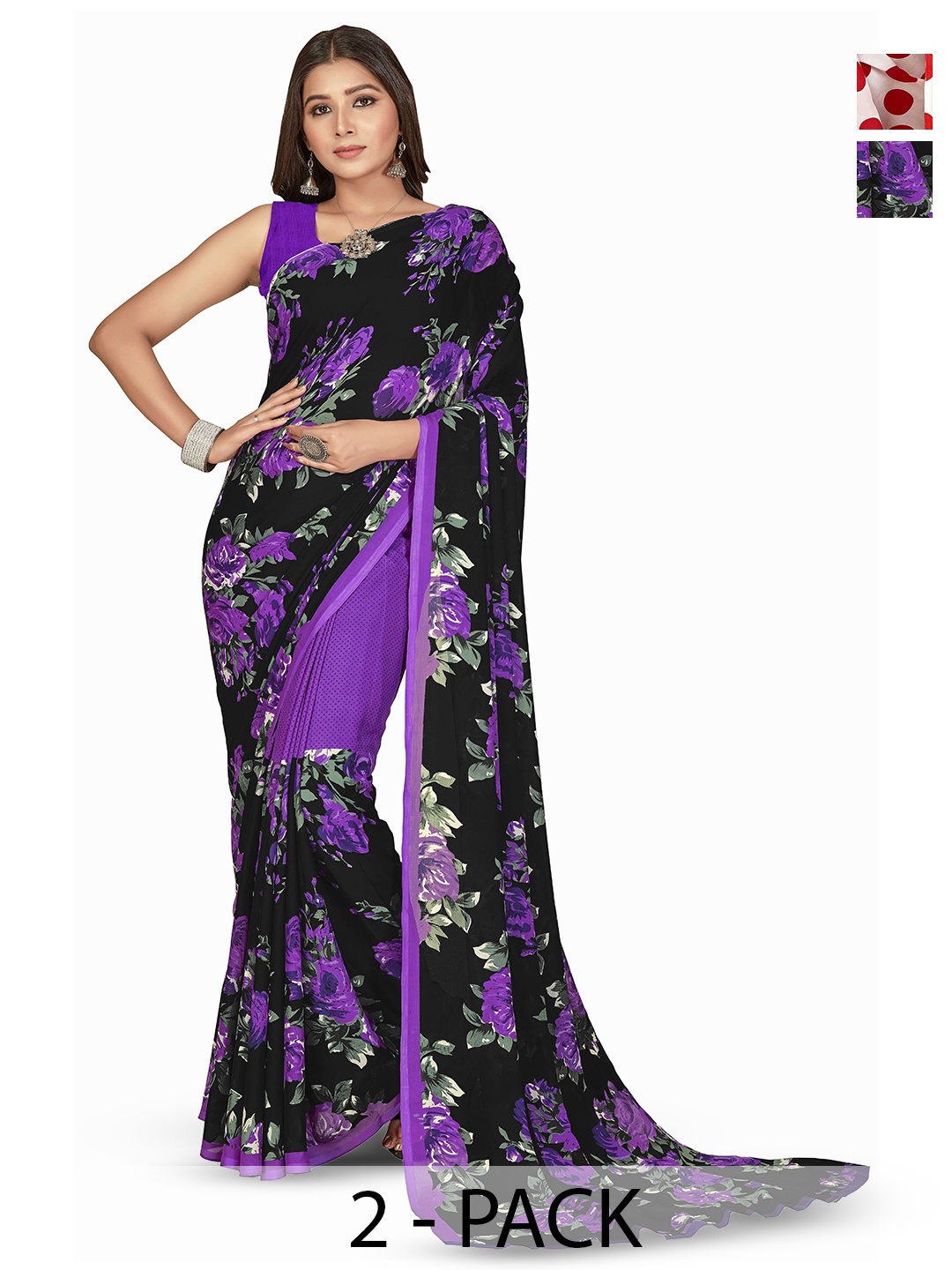 

ANAND SAREES Selection of 2 Ethnic Motifs Printed Saree, White
