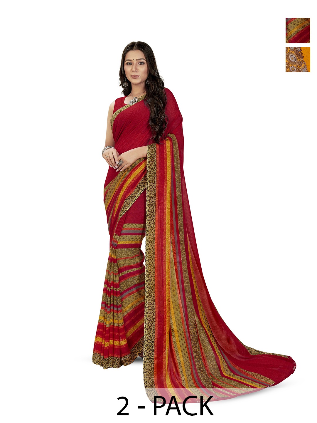 

ANAND SAREES Selection Of 2 Ethnic Motifs Printed Saree, Yellow